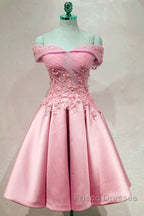 Short Off Shoulder Formal Prom Homecoming Dress Lace Embroidery
