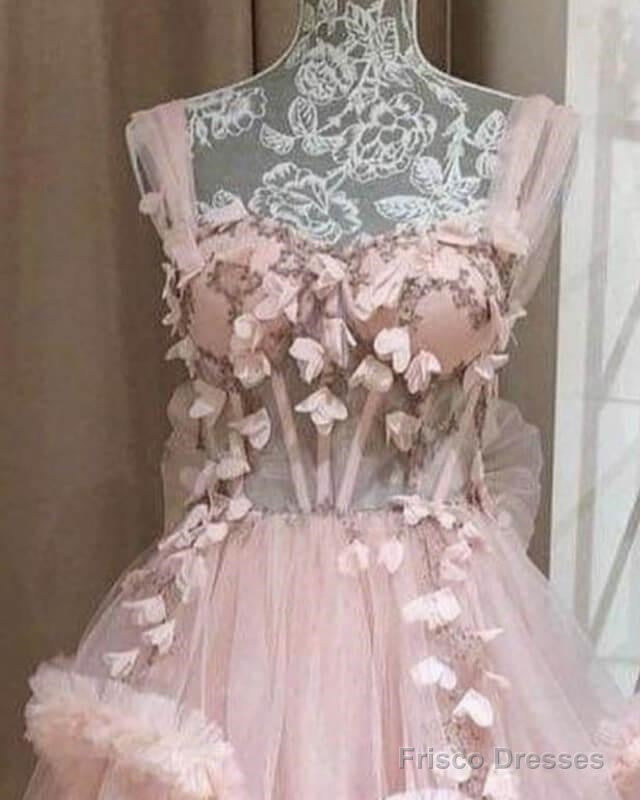 Short Pink Tulle Corset Dress With Handmade Flowers Secondary image