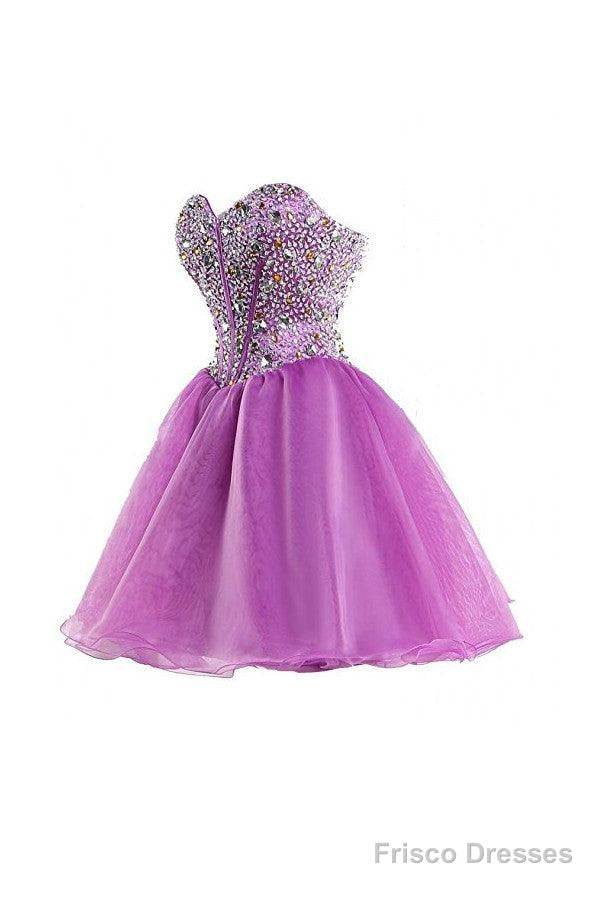 Short Purple Homecoming Dresses Short Prom Dresses With Beading