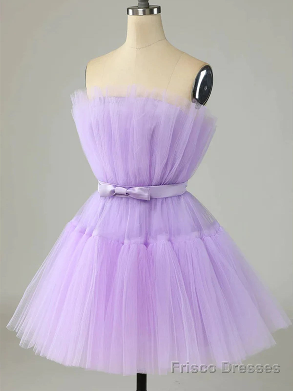 Short Purple Strapless Tulle Prom Dresses, Short Lavender Tulle Graduation Homecoming Dresses Secondary image
