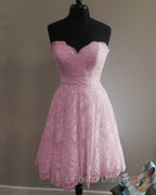 Short Sweetheart Summer Lace Wedding Dress