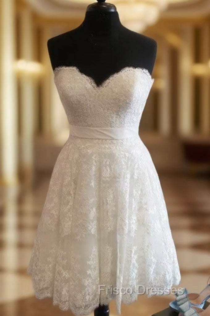 Short Sweetheart Summer Lace Wedding Dress Main image