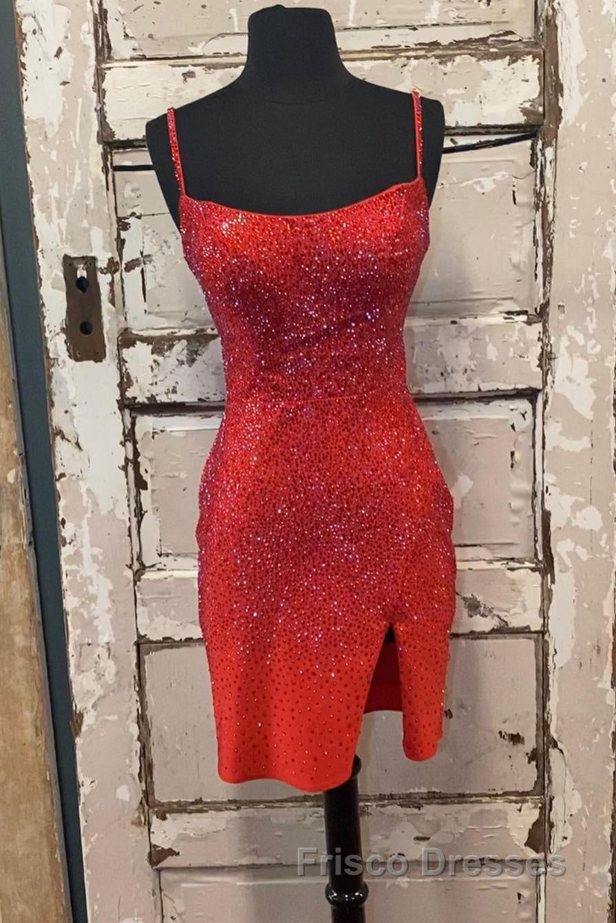 Short Tight Yellow Homecoming Dress,Crystal Beaded Semi Formal Prom Dress