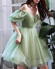 Short Tulle Puffy Sleeve Dress