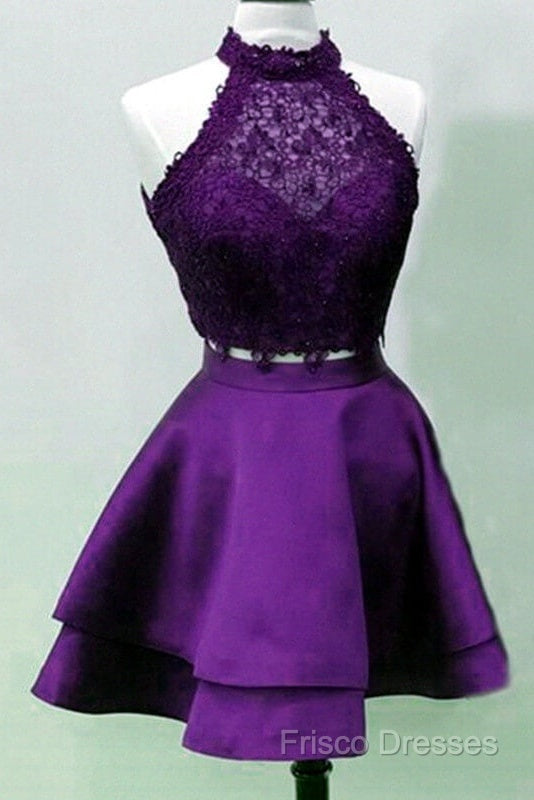 Short Two Piece Formal Prom Dress Halter Secondary image