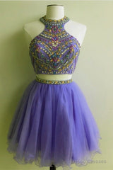 Short Two Piece Prom Dresses Beaded Top