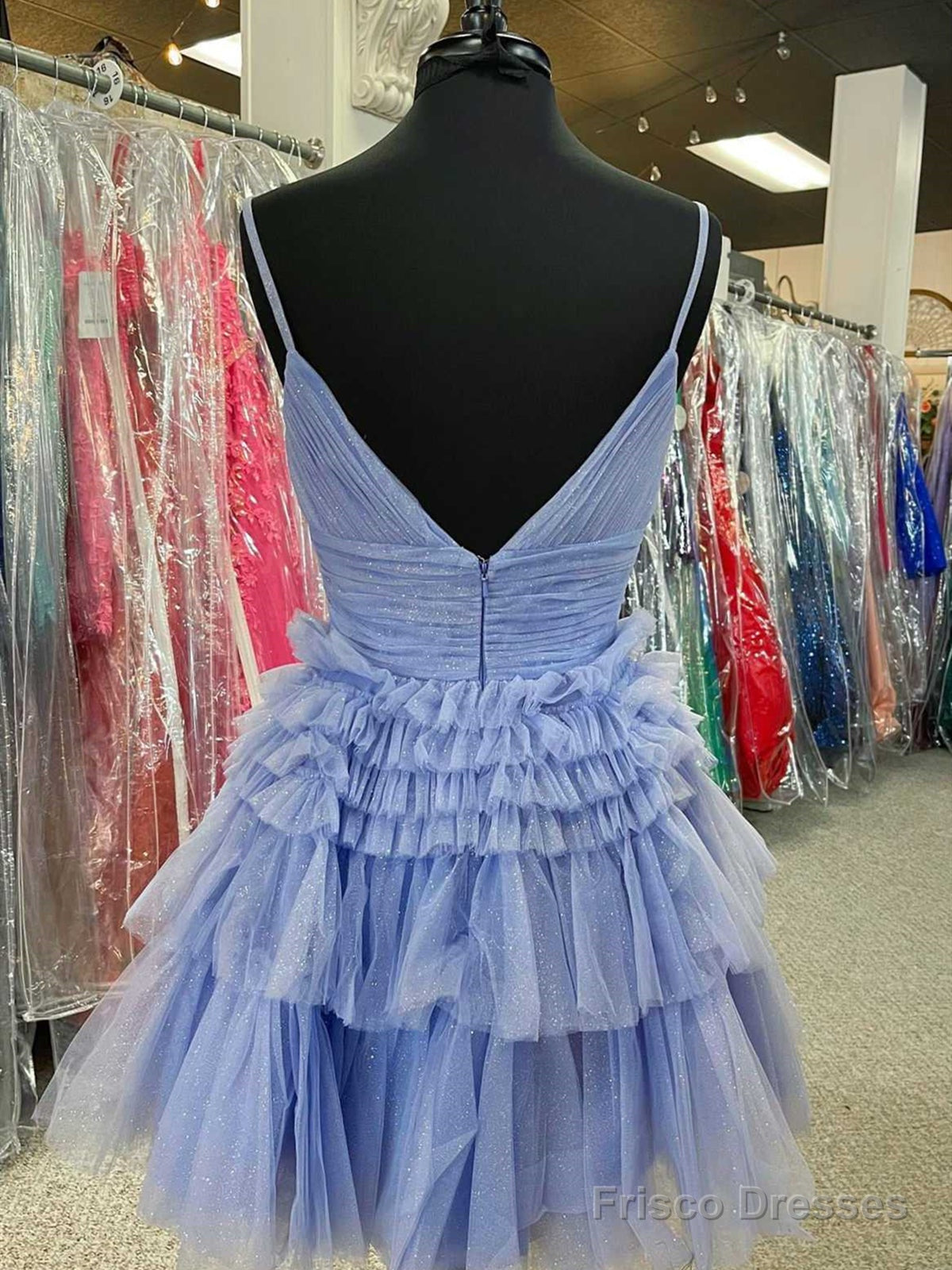 Short V Neck Blue Pink Champagne Prom Dresses, V Neck Blue Pink Champagne Formal Homecoming Dresses Secondary image
