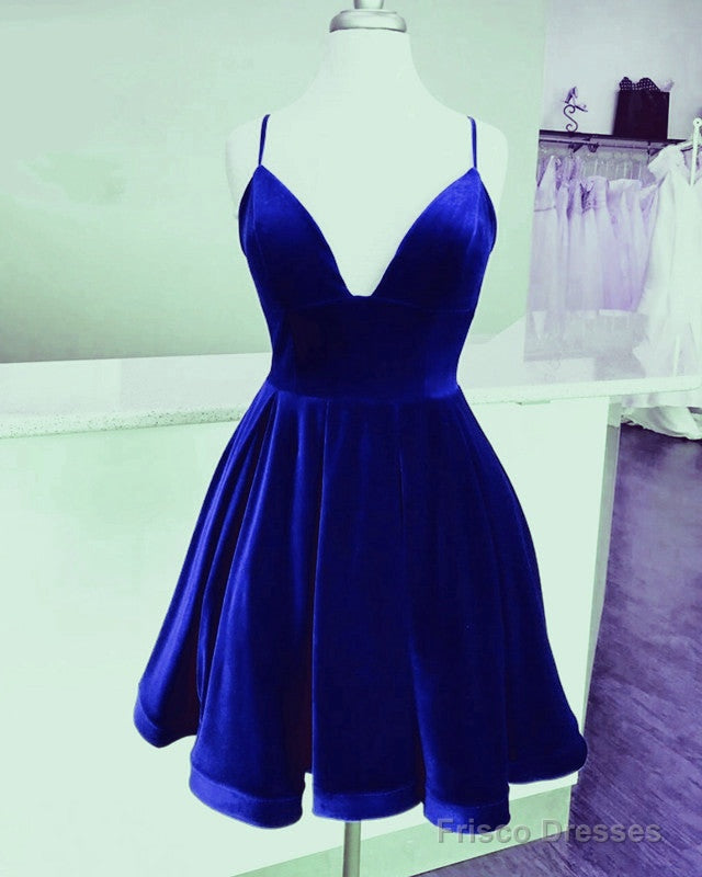 Short Velvet Prom Dresses V Neck Spaghetti Straps Secondary image