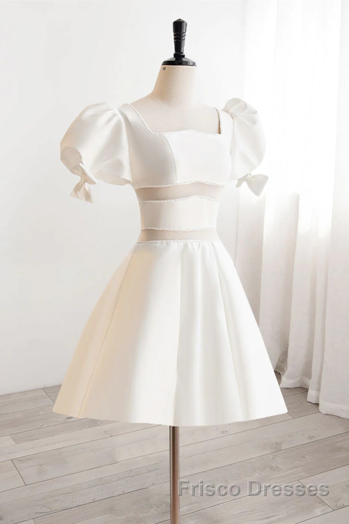Short White Beaded Formal Prom Dresses, Short White Beaded Formal Homecoming Dresses Secondary image