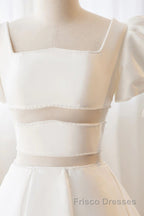 Short White Beaded Formal Prom Dresses, Short White Beaded Formal Homecoming Dresses