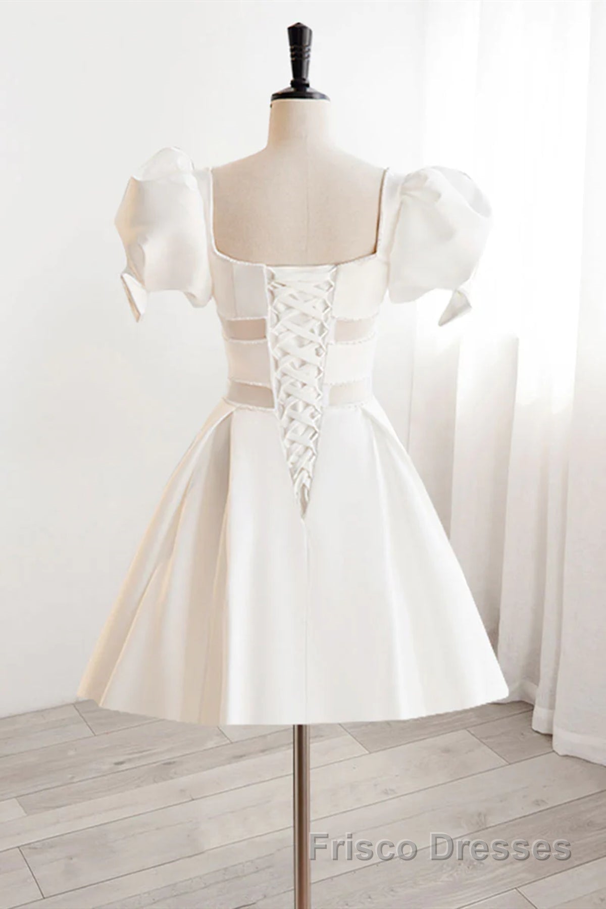 Short White Beaded Formal Prom Dresses, Short White Beaded Formal Homecoming Dresses