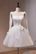 Short White Formal Prom Dresses, Short White Formal Homecoming Dresses