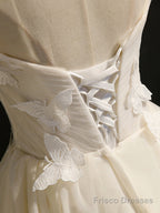 Short White Prom Dresses with Butterfly, Short White Formal Homecoming Dresses