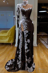 Side Slit Prom Dresses, Mermaid Prom Dresses, Lace Prom Dresses