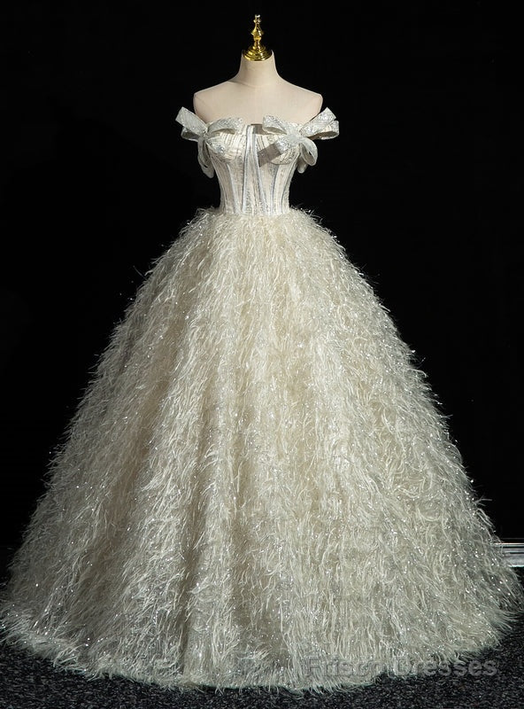 Silver Ball Gown Off the Shoulder Quinceanera Dress Main image