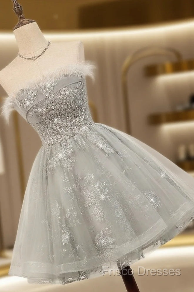 Silver Hoco Dress Short Homecoming Dress Main image