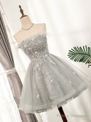 Silver Hoco Dress Short Homecoming Dresses
