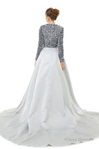 Long sleeve Sequin Prom Dresses with Detachable Skirt