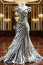 Silver Mermaid V-Neck Long Formal Prom Dress Simple Simple Formal Evening Dress