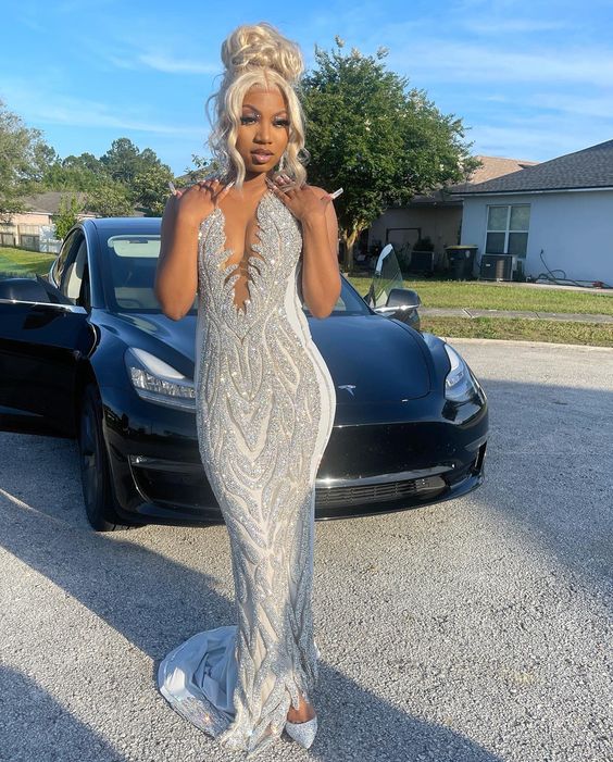 Silver Mermaid Women Formal Evening Party Prom Gowns Main image