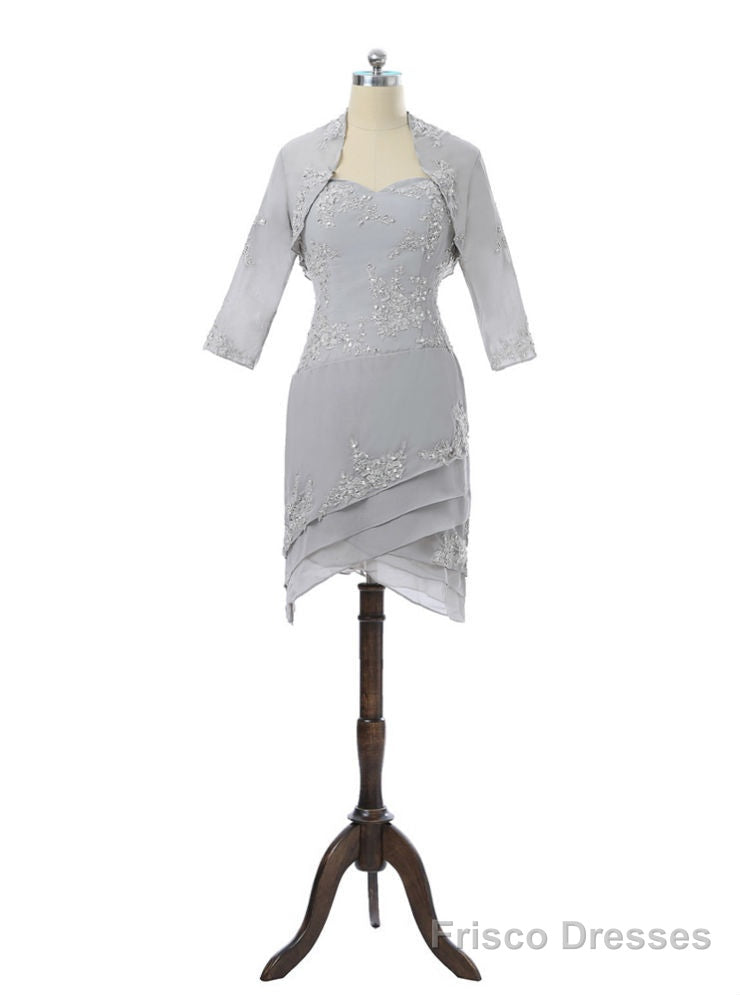 Silver Mother Of The Bride Dresses Sheath Chiffon Lace