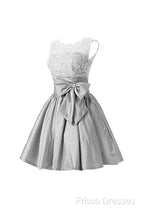 Silver Taffeta Short Homecoming Dress Formal Prom Dress