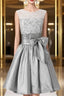 Silver Taffeta Short Homecoming Dress Formal Prom Dress