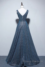 Simple A-Line Blue Long Formal Prom Dress, Blue Formal Dress