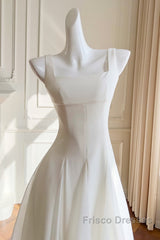 Simple A-Line Chiffon Short Ivory Formal Prom Dress, Simple Ivory Bridesmaid Dress