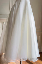 Simple A-Line Chiffon Short Ivory Formal Prom Dress, Simple Ivory Bridesmaid Dress