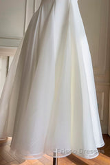 Simple A-Line Chiffon Short Ivory Formal Prom Dress, Simple Ivory Bridesmaid Dress