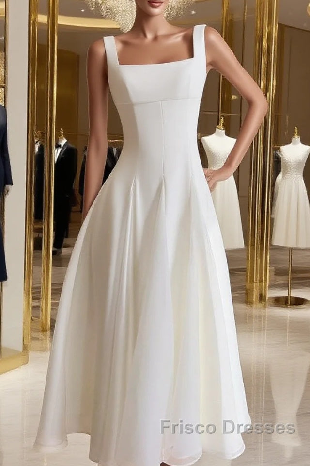 Simple A-Line Chiffon Short Ivory Formal Prom Dress, Simple Ivory Bridesmaid Dress Main image
