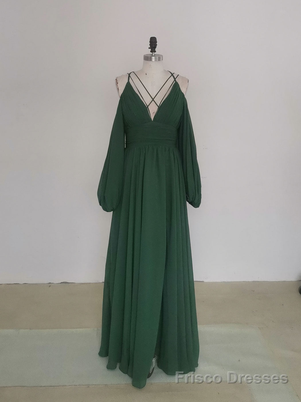 Simple A line Green Chiffon Long Prom Dress, Green Bridesmaid Dress Main image