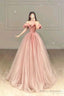 Simple A Line Pink Long Tulle Prom Dresses 22Th Birthday Outfit