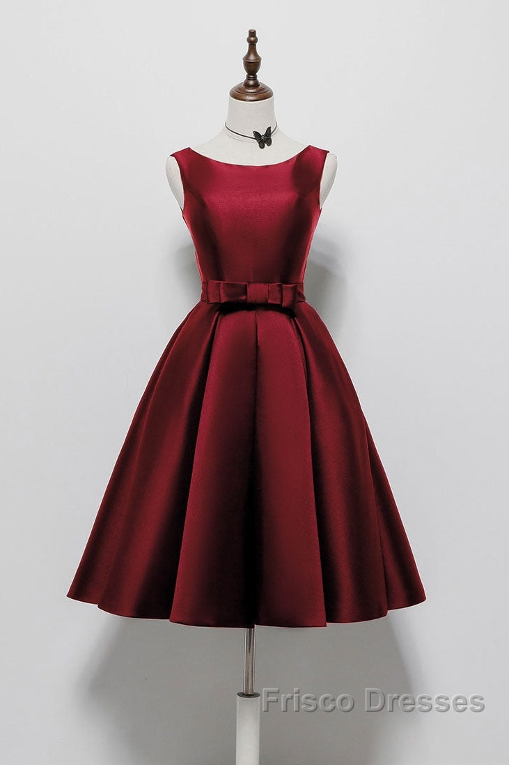 Simple A-Line Satin Black Short Formal Prom Dress, Black Homecoming Dress