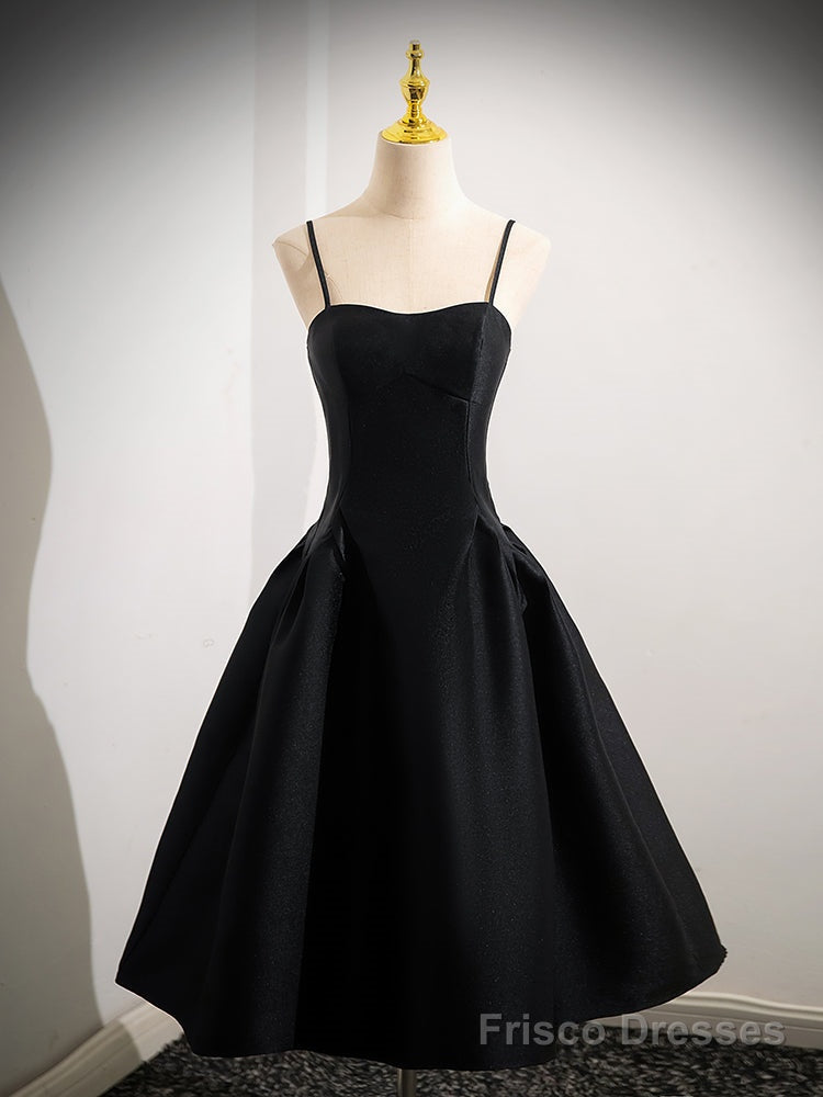 Simple A-Line Satin Black Short Prom Dress, Cute Black Homecoming Dress Secondary image