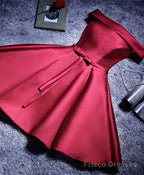 Simple A Line Satin Short Prom Dresses, Formal Bridesmaid Dresses