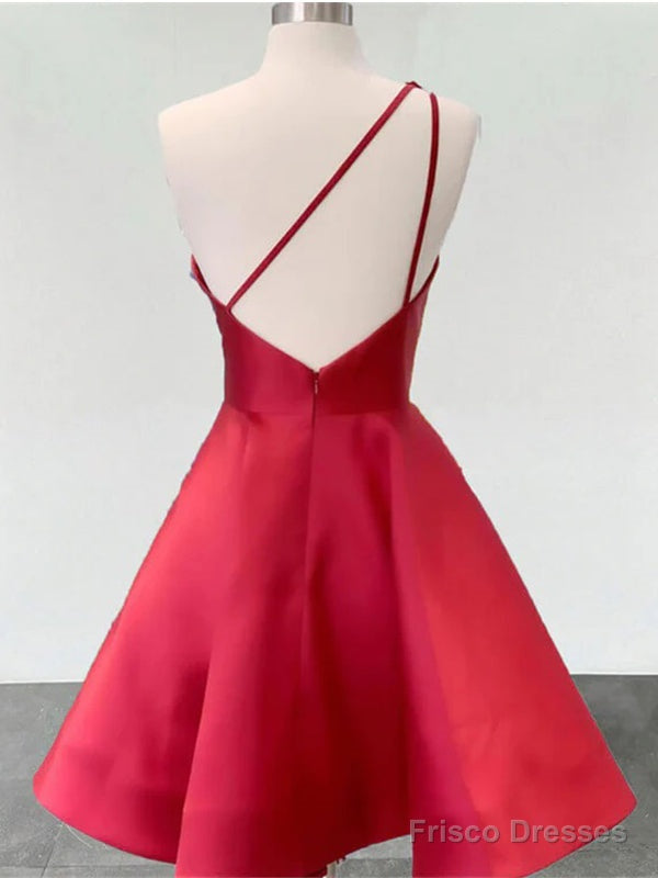 Simple A-Line Short Sweetheart Flowers One Straps Red Homecoming Dresses Online, Secondary image