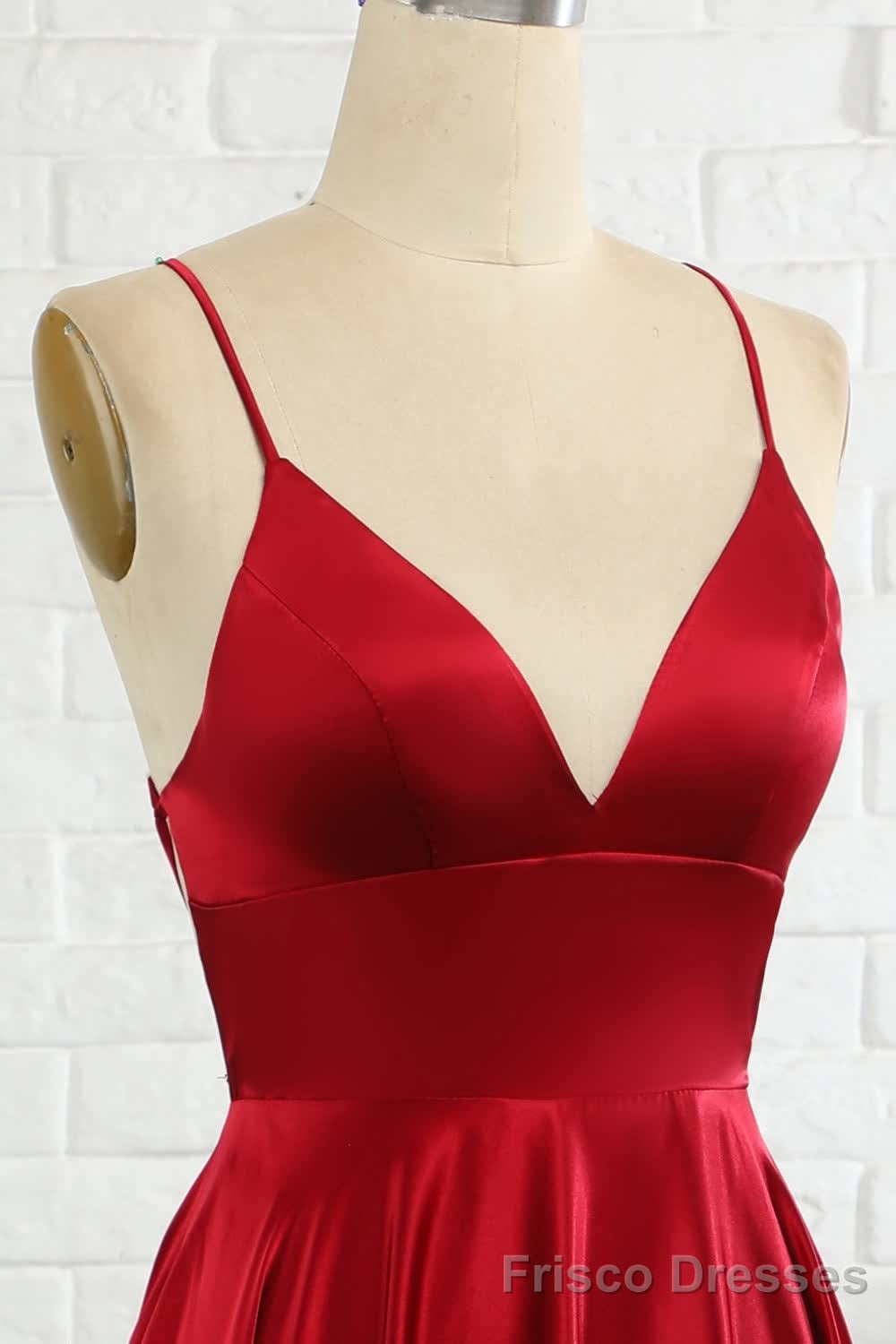 Simple A Line Spaghetti Straps Burgundy Long Prom Dress with Cirss Cross Back