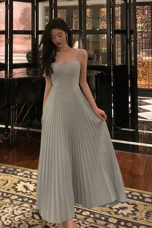 Simple A Line Spaghetti Straps Dusty Blue Prom Dresses Birthday Outfits Evening Gown Secondary image