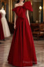Simple A Line Strapless Red Floor Length Formal Prom Dress