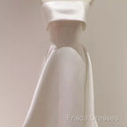 Simple A Line Strapless Satin Ivory Wedding Dress