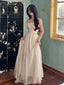 Simple A Line Straps Long Ivory Prom Dress Birthday Outfits