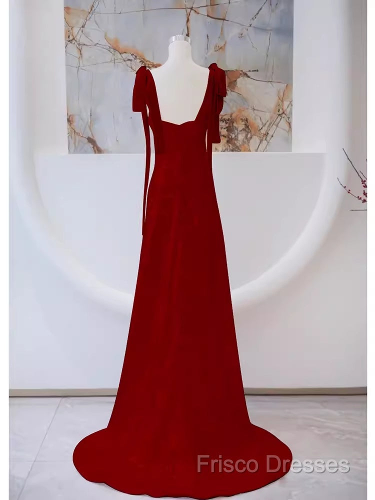 Simple A Line Straps Long Red Formal Prom Dress Formal Dress Secondary image