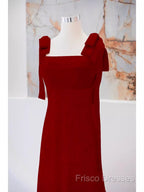 Simple A Line Straps Long Red Formal Prom Dress Formal Dress