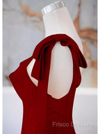 Simple A Line Straps Long Red Formal Prom Dress Formal Dress