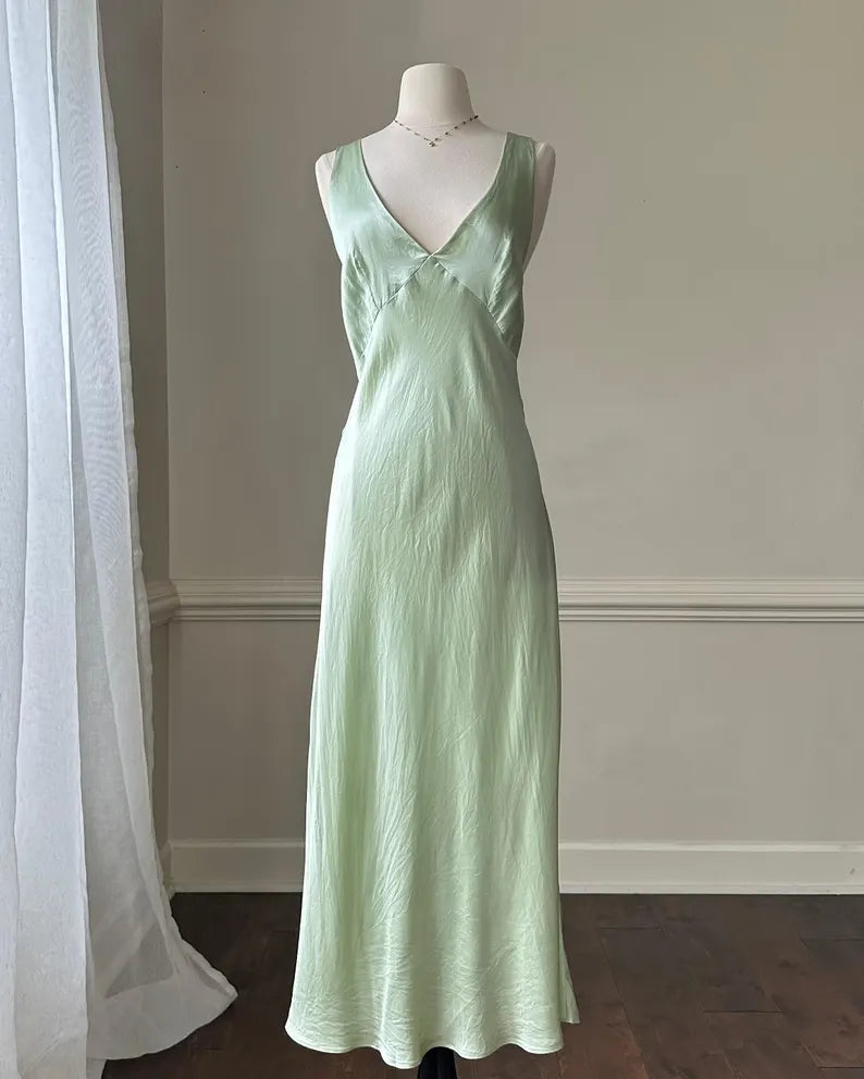 Simple A Line Straps Mint Green Long Prom Dresses Main image