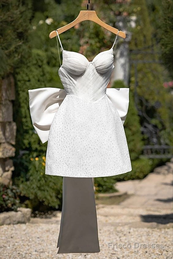 Simple A Line Straps White Sequin Homecoming Dress 16Th Birthday Outfits Main image