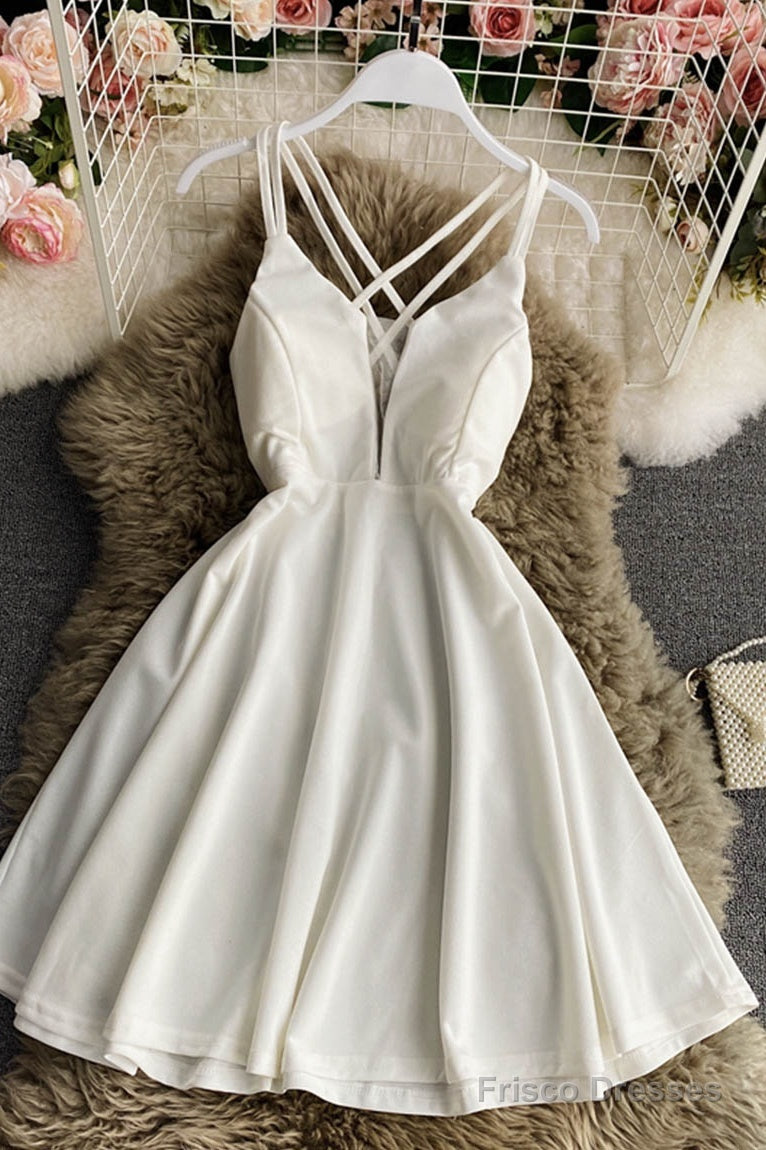 Simple A Line V Neck Short Dress Homecoming Dress Main image