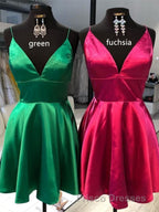 Simple A Line V Neck Short Formal Prom Dress, V Neck Short Formal Prom Homecoming Dress